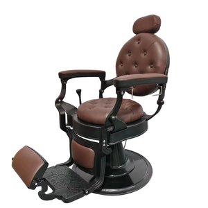 Fauteuil de massage facial inclinable à pompe hydraulique robuste de style classique vintage de luxe, fauteuil de coiffure pour hommes, 360 degrés, salon - Product Image 3