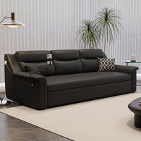 Canapé-lit convertible en tissu doux, style Mid-Century Modern, avec rangement, port USB et support pour téléphone, pour salon et chambre