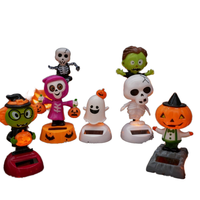Ornement de tableau de bord de voiture, jouet solaire, figurine citrouille fantôme d'Halloween en ABS, vente en gros, promotionnel, faible MOQ pour l'intérieur du véhicule
