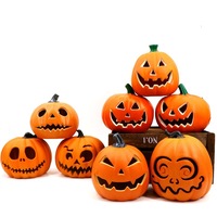 Juego de Faroles de Calabaza de Plástico con Luces LED para Halloween, Decoraciones de Araña para Interiores y Exteriores, para Fiestas, Hogar y Jardín, OEM