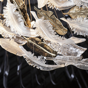 Đèn Treo Thủy Tinh Thổi Bằng Tay Hình Lông Vũ Cho Sảnh Khách Sạn Đèn Chùm Bàn Tiếp Tân Trung Tâm Mua Sắm - Product Image 3