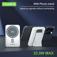 Chargeur sans fil magnétique personnalisé, batterie externe PD 20W, sortie Type C 22,5W, charge rapide, batterie externe avec support pliable