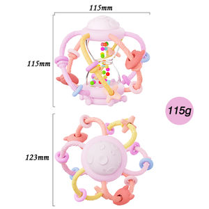 KEAN Nouveau jouet Montessori à mâcher pour nouveau-né sans Bpa Jouet de dentition en silicone avec hochet et <span class=keywords><strong>sablier</strong></span> Jouets sensoriels pour bébés - Product Image 3