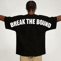 T-shirt Homme Col Rond Côtelé Épais Coupe Oversize Épaules Tombantes Streetwear Designer Boxy Personnalisable Logo OEM Vente en Gros