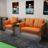 Canapé trois places et chaise de billard avec table intégrée en métal pour salle de billard, modèle 818