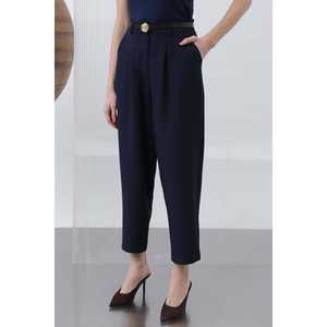 Pantalon plissé à jambes larges pour femmes Noir 18227PNT Pantalon de costume - Product Image 4
