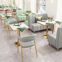 Meubles de café, tables et chaises de restaurant, table en contreplaqué à motif marbré, fabriqués à l'usine de Foshan, Guangdong.