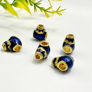 ลูกปัดเคลือบสีน้ำเงินลายหยดน้ำชุบทองสำหรับทำเครื่องประดับ DIY อุปกรณ์เสริม ลูกปัดแบบหลวม 1010131056 - Product Image 4