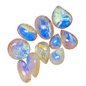Pierre de lune arc-en-ciel naturelle blanche de haute qualité, cabochon, pierre précieuse en vrac, certifiée par un tiers, pour la fabrication de bijoux et de pendentifs - Product Image 1