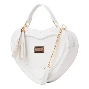 Bolso de Mano para Mujer Fana en Forma de Corazón, Correa de Cadena de Cuero Blanco, Estilo Lujoso, Regalo para el Día de San Valentín, Uso Diario - Product Image 1
