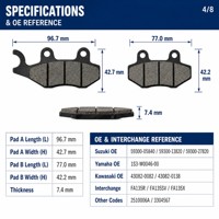 Plaquettes de frein semi-métalliques FA135 pour moto, plaquettes avant pour RM250 DR350 Yamaha YZ250 WR TTR250 Kawasaki KX250 KLX ATV OEM