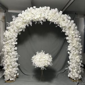 S68 Stoff zurück Faux Arch Floral Runner Arrangement Weiß Künstliche Seide Rose Arch Flower Row für Hochzeit Gang Hintergrund Dekor - Product Image 6