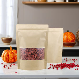 Bolsa de <span class=keywords><strong>Papel</strong></span> <span class=keywords><strong>Kraft</strong></span> Marrón Ecológica para Envasado de Alimentos, con Logotipo Personalizado de Fábrica China, Bolsa de Pie con Ventana para Granos de Café - Product Image 2