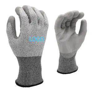 做工精致，优质工业灰色安全手套，带弹性腕袖口