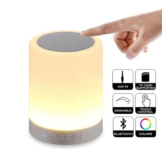 Portable for Mini Speaker with RGB LED Night Light Wireless Touch Control Outdoor Use Woofer Kids Gift Home