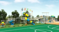 Équipement de terrain de jeu extérieur en métal robuste pour enfants, ensemble de jeux de parc extérieur commercial