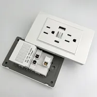 Prise murale américaine standard avec double prise USB Type C, interrupteur d'éclairage US, panneau PC, prise 15A, double prise mexicaine et chargement USB
