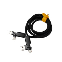 Câble de charge 4-en-1 en forme de L pour gaming, double coudé rotatif, en silicone et alliage de zinc, double entrée Type-C, sortie iOS, charge rapide et câble de données