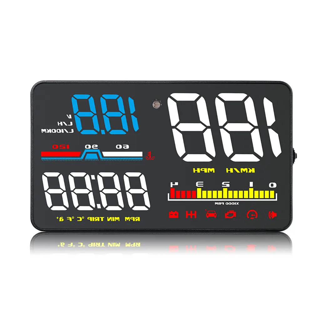 5Inch OBD2 D5000 Speedometer Head Up Display Digital Speed RPM Fuel Consumption Driving Time With Alarm Windshield Projecto