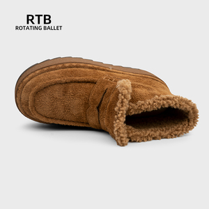 Lông Cừu Và Dày Tuyết Khởi Động Chống-Trượt Đế Cao Su Không Thấm Nước Da Bò Mùa Đông Tuyết Chống Ngoài Trời Đi Bộ Đường Dài Khởi Động Lông Khởi Động - Product Image 5