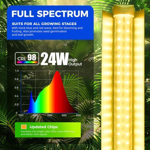 Luz de cultivo LED Barrina 96W de espectro completo, tira T8 de 2 pies, luz blanca y roja para el crecimiento vegetativo en interiores. - Product Image 4