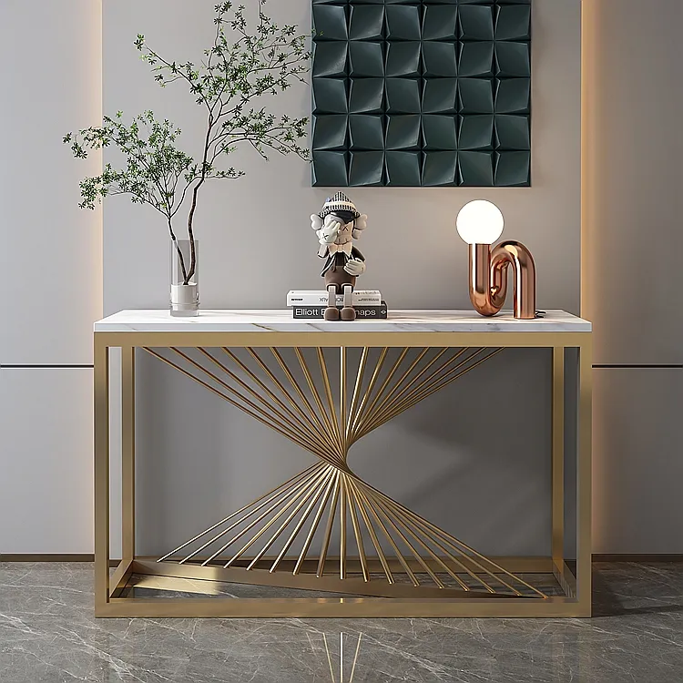Ekintop móveis sala de estar de luxo console de aço inoxidável mesa com espelho corredor