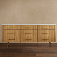 Commode Finnley à neuf tiroirs, moderne, faite à la main en bois massif, de haute qualité pour chambre à coucher, table de toilette