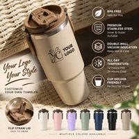 TYESO Gobelet isotherme avec paille rabattable et couvercle à bec, Bouteille d'eau à isolation sous vide, Tasse à café en acier inoxydable à double paroi, Mug de voyage anti-fuite