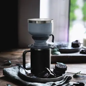 Juego de café de acero inoxidable para acampar al aire libre con logotipo personalizado de nuevo lanzamiento con filtro y taza de café