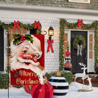 Westie Weihnachtsmann Gartenflagge Weihnachtsbriefkasten Dekorative Hofflagge Banner für Terrasse Kunstwerk für Blumenbeete Größe