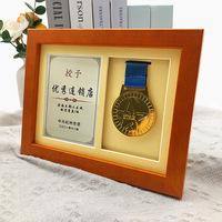 Cadre en bois massif pour médailles, certificats et photos – Boîte à ombre pour récompenses sportives, marathon, décoration murale ou de table