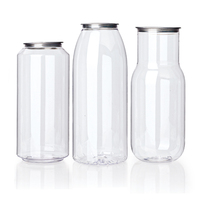 Vente en gros de canettes en plastique PET transparentes personnalisées vides de 250 ml, 350 ml, 500 ml, 650 ml, pour boissons gazeuses, café, boissons