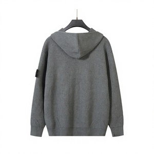 Sweat-shirt unisexe décontracté à capuche en jersey anti-plis, coton/fibre de bambou, fermeture éclair, coupe-vent, style gaufré effet pierre, automne - Product Image 2
