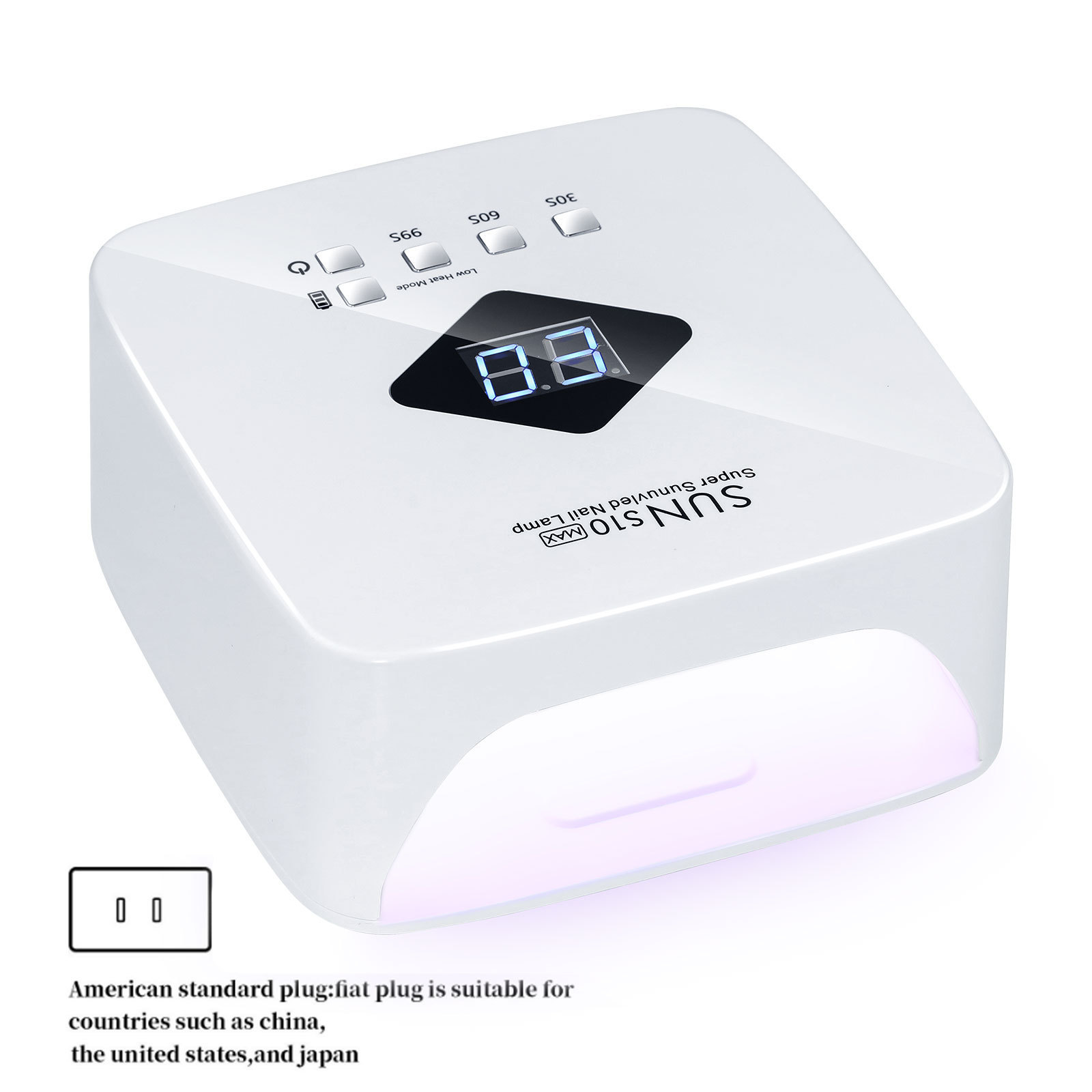 SUN S10 Max UV LED Nail Lamp 120W Fast Curing Gel Polish Dryer with 30/60/99s Timer & Low Heat Mode for Salon Home Use
