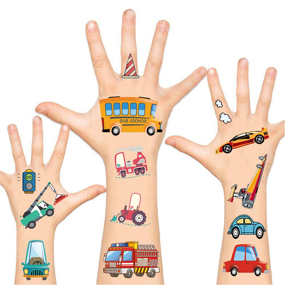 Temporäre Tätowierung für Kinder Auto Tattoo Aufkleber ungiftig Cartoon Thema Körper Tattoos für Kinder Jungen Mädchen Geburtstags feier