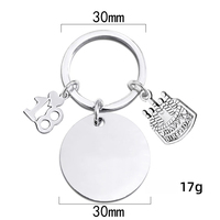 Ywyougang Vintage Cartoon Mode Geburtstag Personalisiertes Logo Edelstahl Lasergraviert 3D Doppelseitiger Blanko-Schlüsselanhänger Kuchen Rot