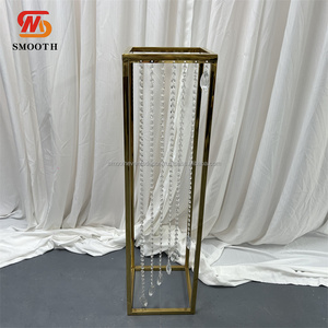 Soporte de flores doradas de cristal de lujo alto liso, decoración de mesa central, soporte de flores de boda de Metal para centros de mesa - Product Image 4