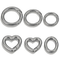 Fermoir à ressort rond, cœur, ovale, véritable plaqué 18 carats PVD/IP,bijoux en acier inoxydable, bricolage, fermoir à breloque