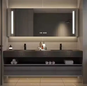 Muebles de Baño Modernos y Sencillos de Madera Maciza Estilo Australiano de Lujo, con Espejo LED, para Apartamento - Product Image 4