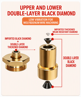 WEDM Double diamant à vitesse moyenne pour découpe de fil, diamant noir jaune rubis 20x22mm 0.192, pièce de rechange pour découpe conique avec support de buse Xuehao