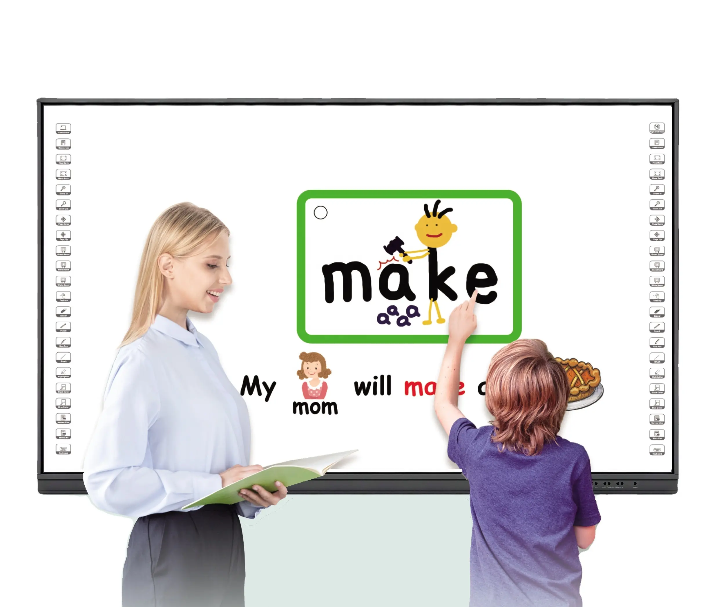 IBoard Digital Smart Classroom Interactive Board For Kids Education Teaching Steel Nano Easy Install 82~146 Inches