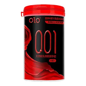 Amazon vente en gros de jouets sexuels pour adultes OLO préservatif rouge fin à l'acide hyaluronique 001 préservatif contraceptif ultra-mince