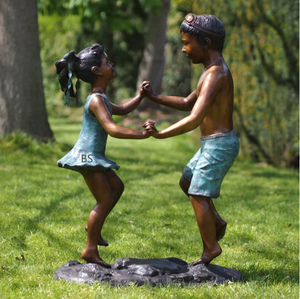 Bronze coulé la colombe de la paix Statue de jardin de petite fille grandeur nature - Product Image 3
