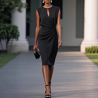 Robe sans manches ajourée unie élégante rétro pour femme, style européen et américain, collection 2025, pour sites indépendants
