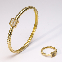 Fort — Bracelet de luxe en laiton Zircon, pour femmes et hommes, bijoux, ensemble bagues