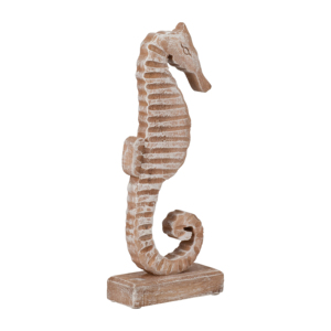 Scultura di Cavalluccio Marino in Legno 12 Pollici con Finitura Anticata, Ornamento Decorativo per la Casa - Product Image 2