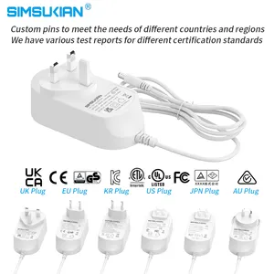 Singapore Power Adaptor Safety Mark 12v 3a 12v White Acdc Outdoor Use Power Adaptor