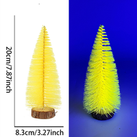 Mini sapin à aiguilles fluorescent bleu UV réactif de 20 cm, avec base en bois, pour décoration de boîte de nuit et de fête sous lumière noire