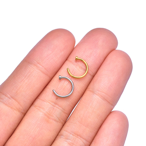 1 pièce <span class=keywords><strong>Anneau</strong></span> de nez factice en Titane G23 pour femme, ensemble de piercings pour septum, lèvre et cartilage, anneaux fins pour hélix, hypoallergénique, forme C, 20G - Product Image 2