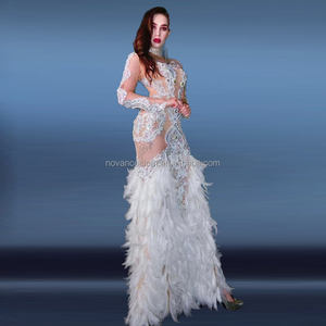 NOVANCE Y1637 Vestidos De Gala cristalli lucenti eleganti perle <span class=keywords><strong>bianco</strong></span> piuma abito da sera abito per la festa del ballo - Product Image 1